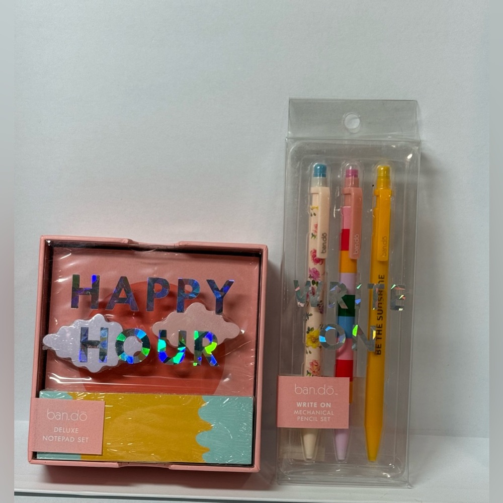ban.do Stationery Bundle –Happy Hour Deluxe Notepad Set + Mechanical Pencils NEW
